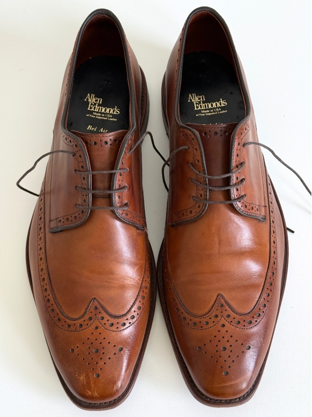 Allen Edmonds Bel Air Mens wingtip shoes brown factory seconds US size 13D